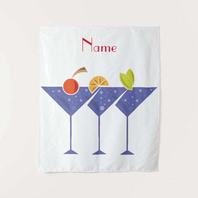 3 Martini Cocktails Thunder_Cove Tapestry (Front)