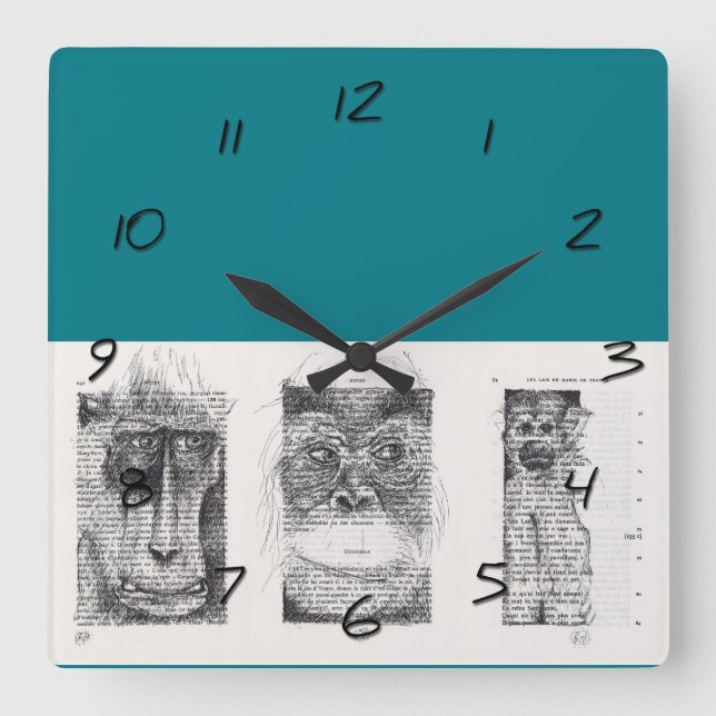 3 Monkeys Chinese New Year Zodiac Wall Clock (Front)