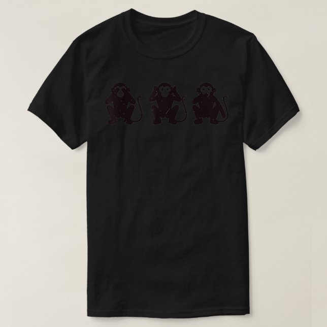 3 Monkeys Three Wise Monkeys See Hear Speak No Evi T-Shirt (Design Front)