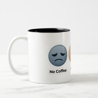 3 Moods of Coffee Funny Coffee Lover Design Two-Tone Coffee Mug