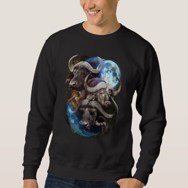 3 Moon Buffalo Bison Graphic Animal Sweatshirt (Front)