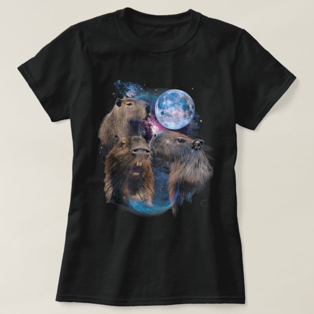 3 Moon Capybara Funny Capibara Rodent Animal Lover T-Shirt (Design Front)