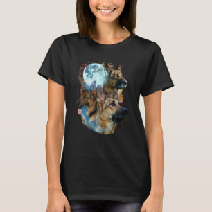 3 Moon German Shepherd Dog  Canine Puppy Graphic T-Shirt