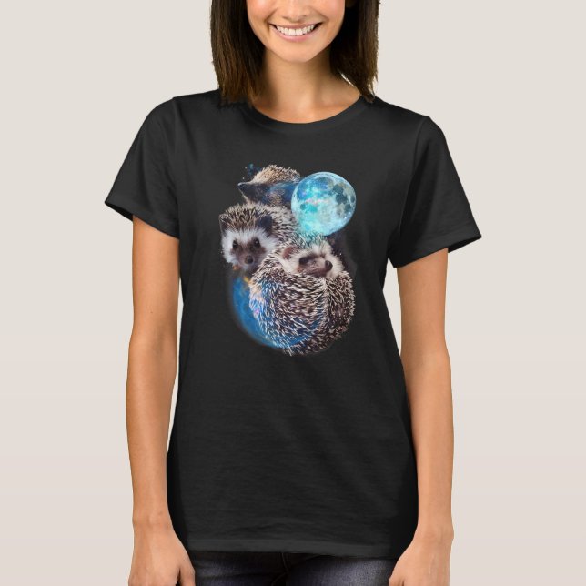 3 Moon Hedgehog  Spiny Mammal Hedgepig Graphic Hum T-Shirt (Front)