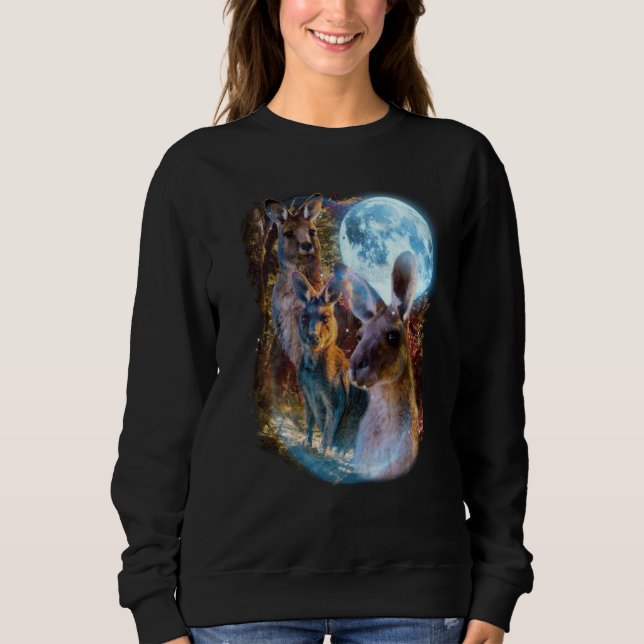 3 Moon Kangaroo Marsupial Wallabies Animal Humor Sweatshirt (Front)