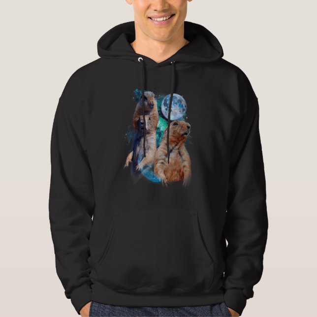 3 Moon Prairie Dog Art Rodent Squirrel Puppy Lover Hoodie (Front)