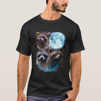3 Moon Raccoon  Graphic Animal  Fur T-Shirt