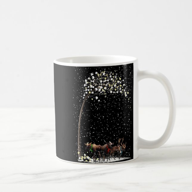 3 Moose F Winter Christmas Tree Xmas Snowy T Shirt Coffee Mug (Right)