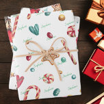 3 Names Cute Christmas Snowman & Sweets Wrapping Paper Sheet<br><div class="desc">These 3 sheets of Holiday, Christmas, Winter Season wrapping paper can be used in so many different ways other than wrapping packages. The names can be changed or removed easily, using the Template provided. Printed on heavyweight 70 lb. uncoated matte (shown) or 80 lb. semi-gloss paper. Size: 19.5" x 28.5"....</div>