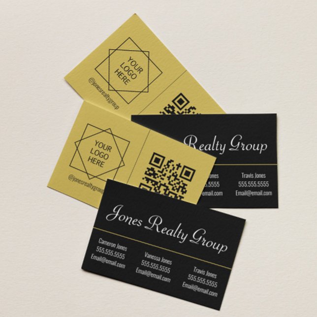 3 Names QR Code Logo | Black Modern Business Card  (Creator Uploaded)