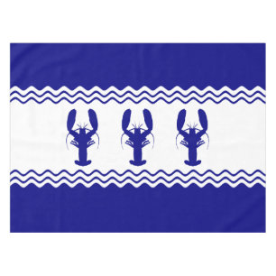 3 Navy Blue And White Coastal Decor Lobsters Tablecloth