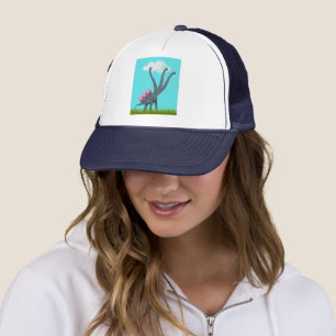 3-necked Dinosaur with 3 Easter Eggs (blue sky)  Trucker Hat