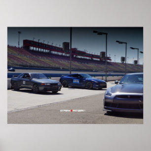 3 Nissan GT-R R32 Skyline & R35 Autoclub Speedway Poster