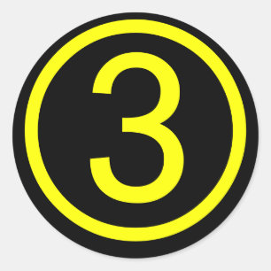 3 - number three classic round sticker