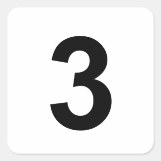 3 - number three square sticker