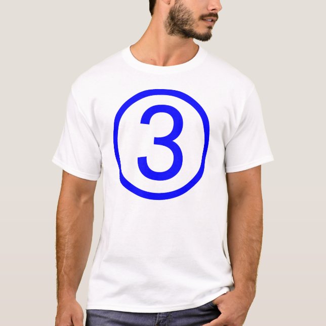 3, number three T-Shirt (Front)