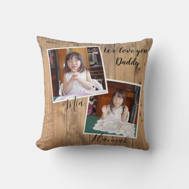 3 Of Your Favorite Photos on Rustic Wood   Cushion (Front)