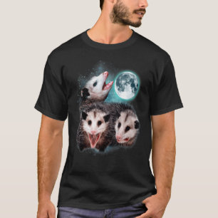 3 Opossum Moon Howling Opossum Head Funny For Men, T-Shirt
