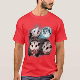 3 Opossum Moon Howling Opossum Head Funny For Men  T-Shirt