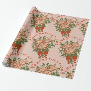 3 Orange roses Congratulation's  Wrapping Paper
