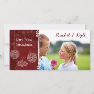 3 Ornaments Our First Christmas Your Photo Holiday Card