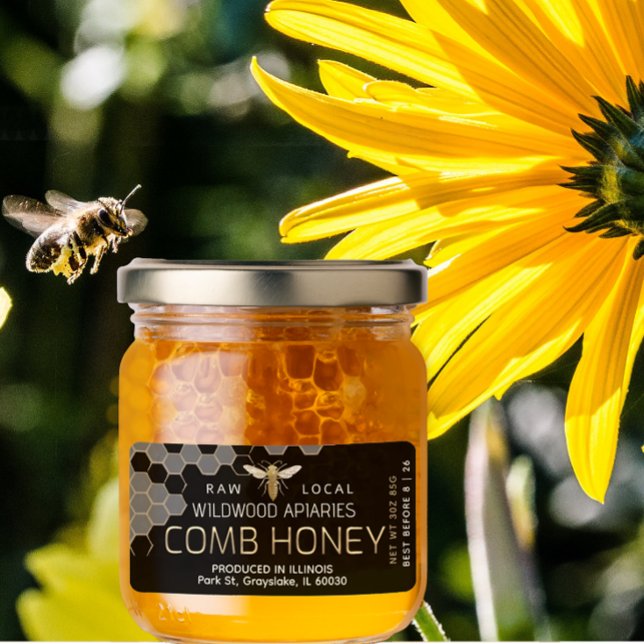 3 oz Honey Jar Label Queen Bee Comb Honey (Creator Uploaded)