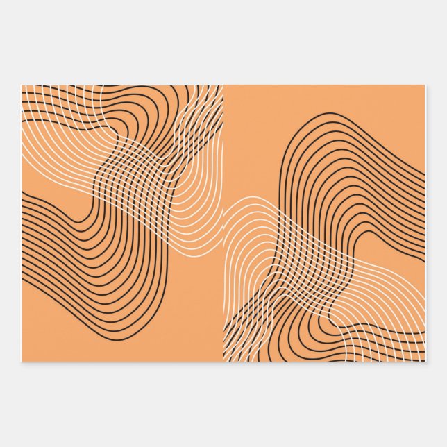 3-Pack Modern Arch Line Art Wrapping Paper Sheet (Front)