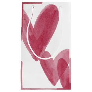 3 painted red hearts small gift bag