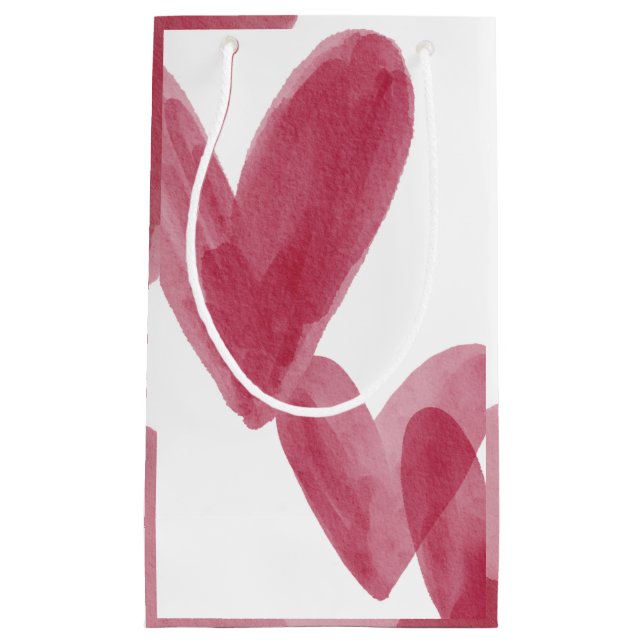 3 painted red hearts small gift bag (Front)