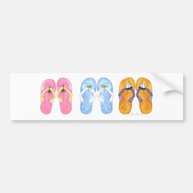 3 Pairs of Flip-Flops Bumper Stickers (Front)