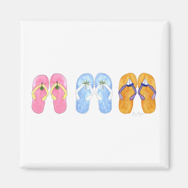 3 Pairs of Flip-Flops Magnet (Front)