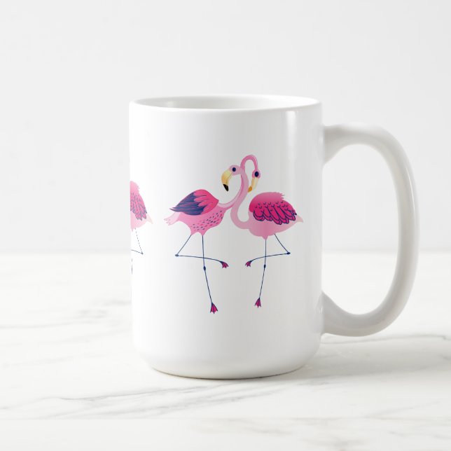 3 pairs Of Pink Flamingos Illustration Coffee Mug (Right)