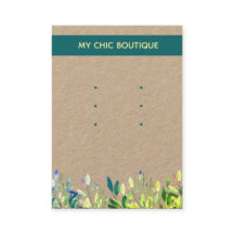 3 pairs Stud Earring Display Kraft Floral Teal