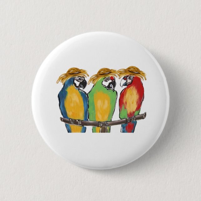 3 Parrots 6 Cm Round Badge (Front)