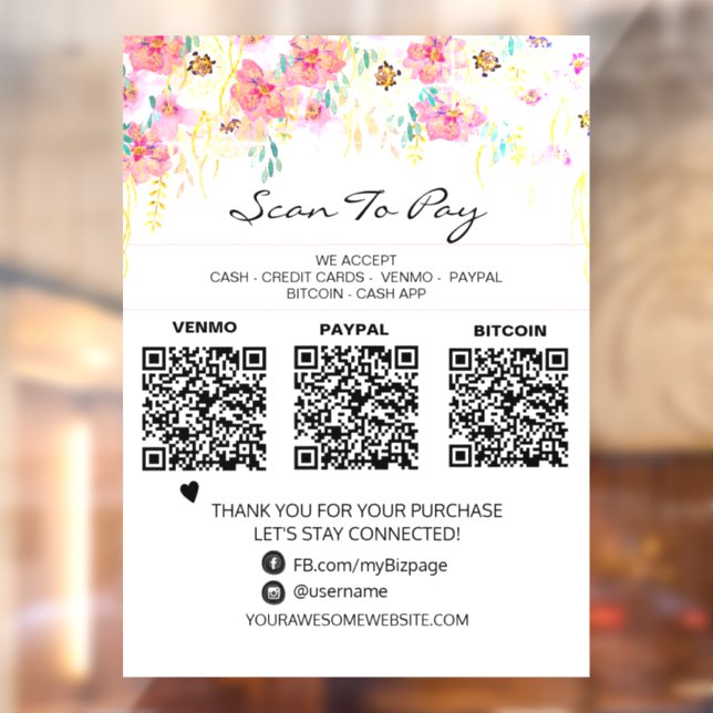 *~* 3 PAYMENTS Scan to Pay QR Floral  (Sheet 2)