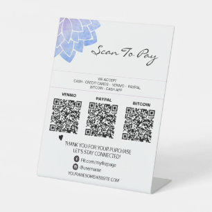 *~* 3 PAYMENTS Table Tent QR Reiki Yoga Tabletop Pedestal Sign