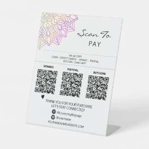 *~* 3 PAYMENTS Table Tent QR Yoga Tabletop Reiki  Pedestal Sign