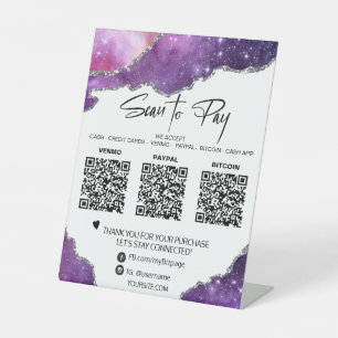 *~* 3 PAYMENTS Tabletop QR Table Tent AGATE Pedestal Sign