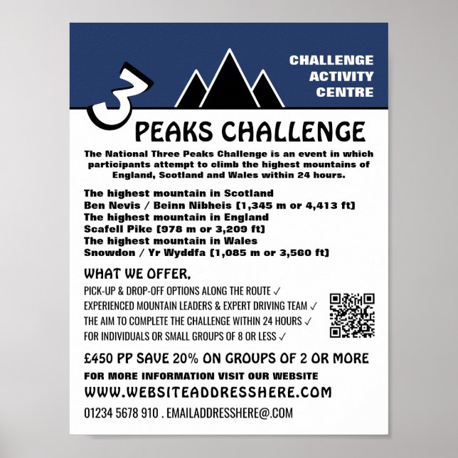 3 Peaks Challenge, Mountaineering Company Advert Poster (Front)