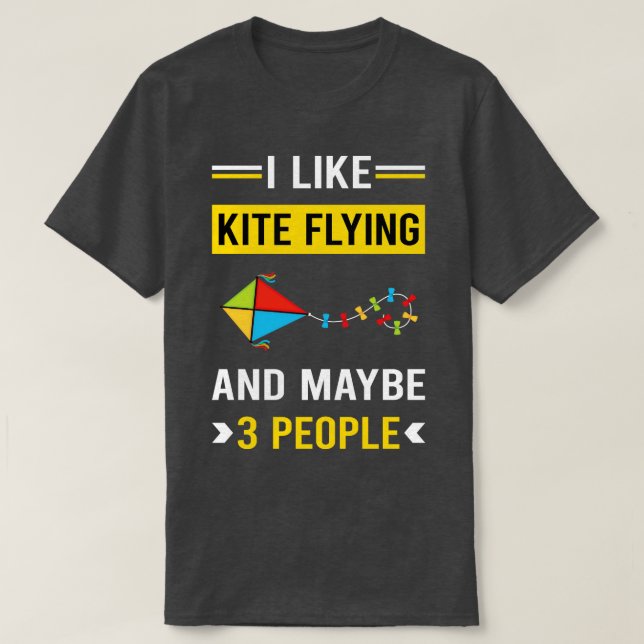 3 People Kite Flying Kites T-Shirt (Design Front)