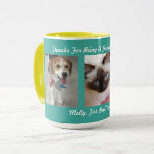 3 Pet Photos with Message & Names Mug