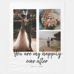 3 Photo 1st Wedding Anniversary Collage Quote Fleece Blanket