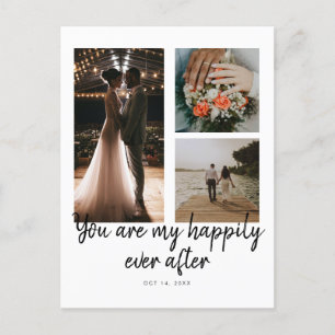 3 Photo 1st Wedding Anniversary Collage Quote Postcard