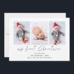 3 Photo 2026 Calendar Baby 1st Christmas Holiday Card<br><div class="desc">3 Photo 2026 Calendar Baby 1st Christmas. Available digitally and printed. Celebrating your new arrival along with your festive greetings. My First Christmas is on a set stylish script. Easily replace the sample three images with your own and personalise with your names on the front and happy new year greeting...</div>