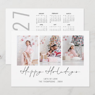 3 Photo 2026 Calendar Christmas Happy Holidays Holiday Card
