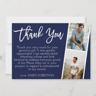 3 Photo (2+1) Script Graduation Thank You Card