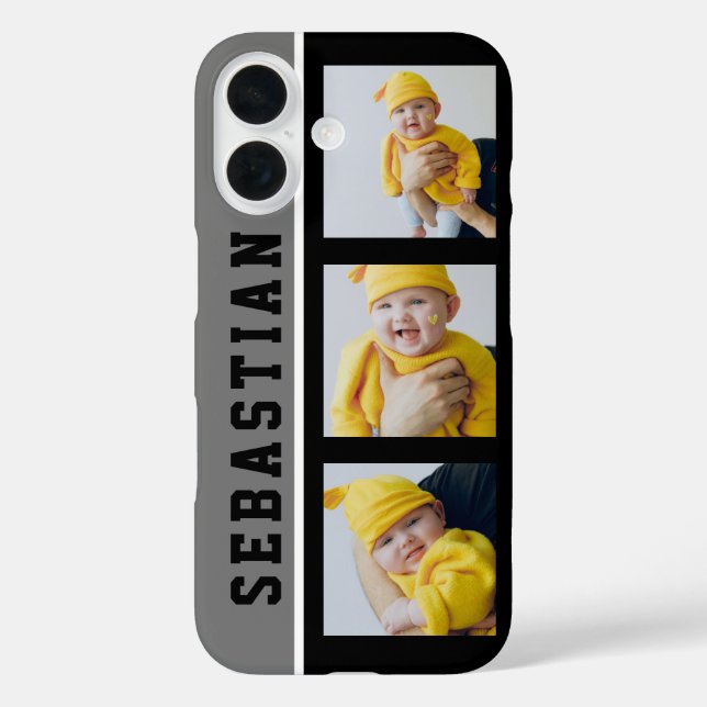 3 Photo And Name Unique Custom Made Personalised Case-Mate iPhone Case (Back)