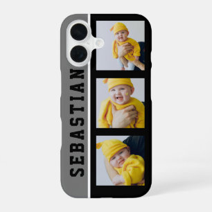 3 Photo And Name Unique Custom Made Personalised iPhone 16 Case