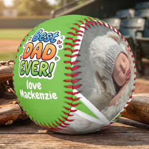 3 Photo and Text Personalised Best Dad Ever Baseball