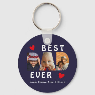 3 Photo Best Dad Ever Collage Custom Key Ring